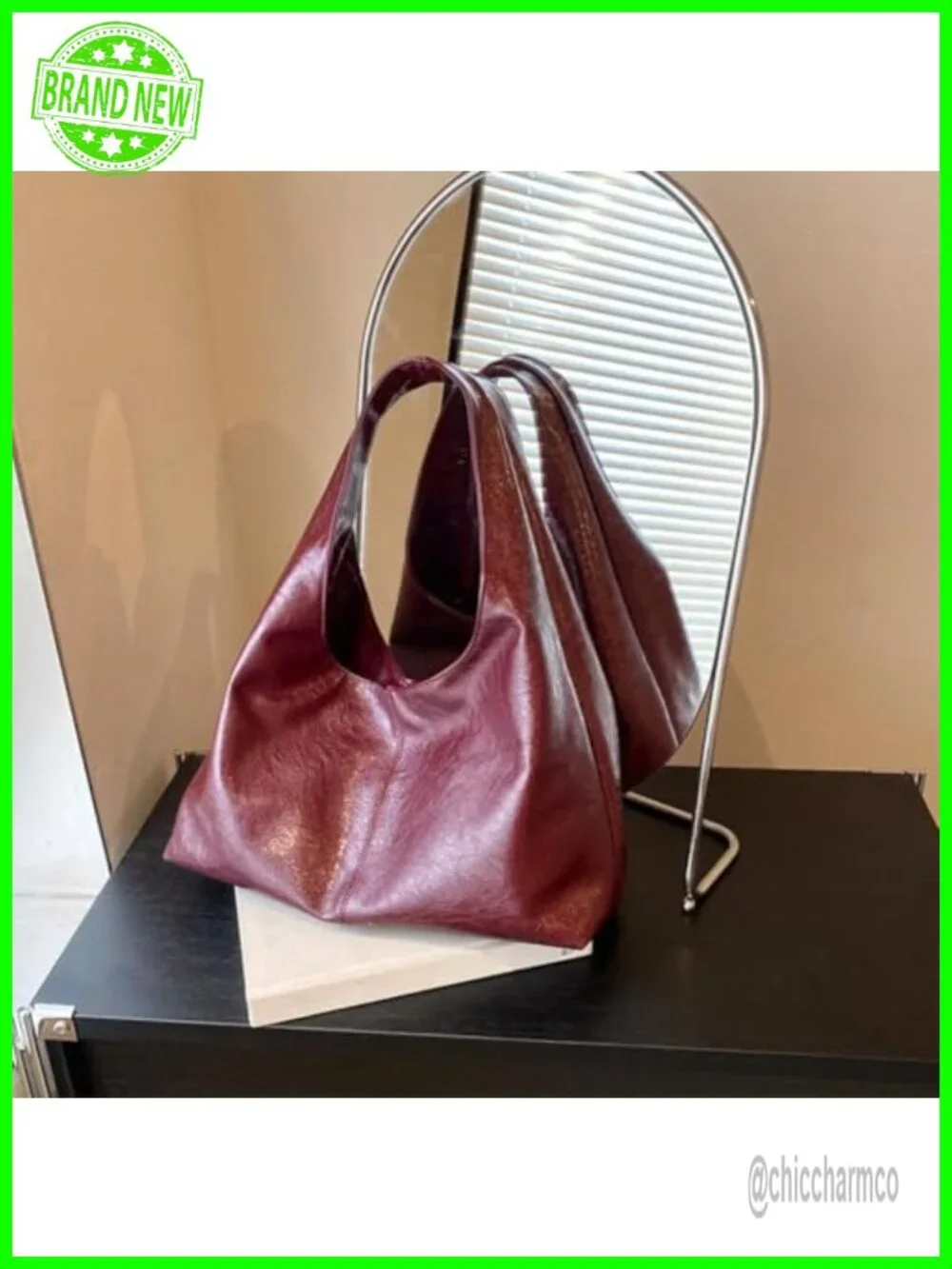 Large Slouchy Hobo Tote Faux Leather Shoulder Bag Work Tote